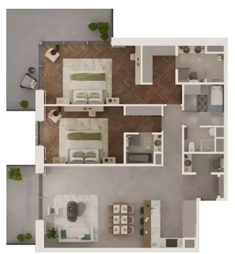 Sama Yas: Floor plan Type C, 1,985 sq ft