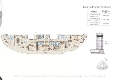 Flow 25: फ़्लोर प्लान Type 1, 3,814 sq ft