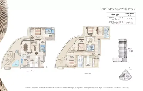 Flow 25: फ़्लोर प्लान Type 2 (Sky villa), 2,879 sq ft