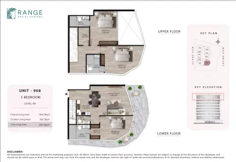 The Beach House: Floor plan Unit 908, 2,223 sq ft