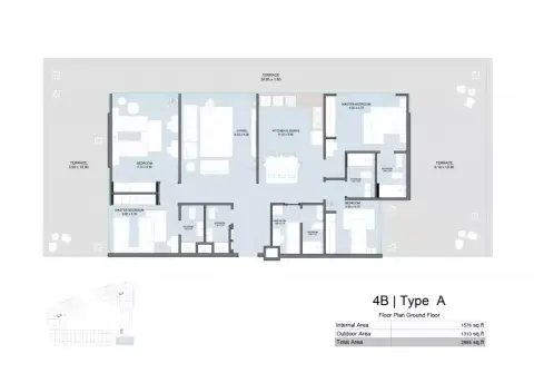 The Gate Masdar City: Floor plan Type A, 2,885 sq ft