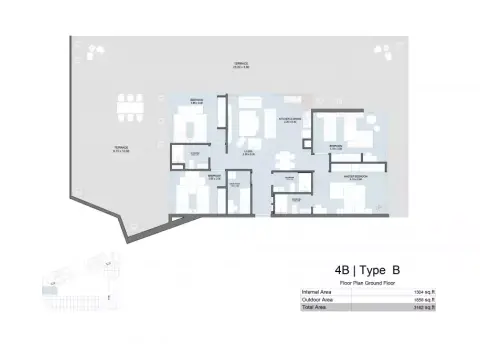 The Gate Masdar City: Floor plan Type B, 3,162 sq ft