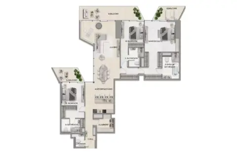 Riviera Residences: Floor plan Type A3, 1,862 sq ft