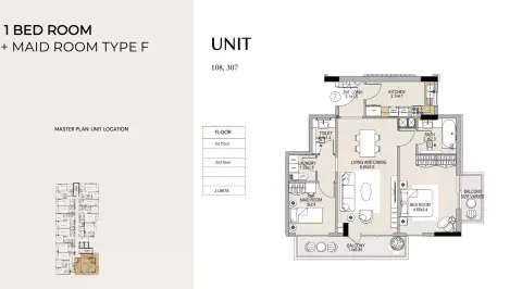 Reeman Residences: Floor plan Type F+Maid