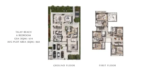 تالاي بيتش: مخطط الطابق Type 1, 6,824 sq ft