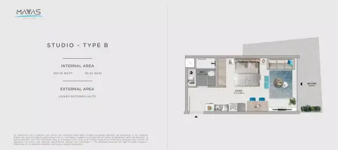 Mayyas at The Bay: Floor plan Type B, 392 sq ft