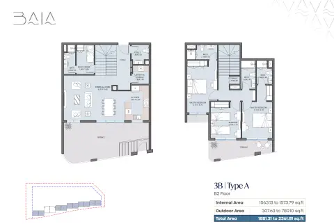 Baia: Floor plan Type A, 1,881 sq ft