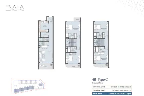 Baia: Floor plan Type C, 2,055 sq ft