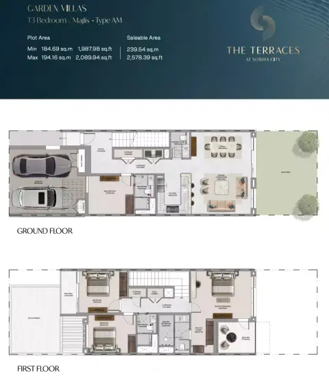 The Terraces at Sobha City: Floor plan Type AM, 2,578 sq ft
