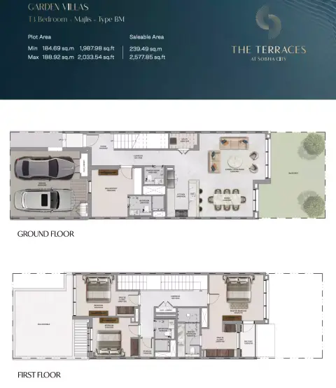The Terraces at Sobha City: Floor plan Type BM, 2,577 sq ft
