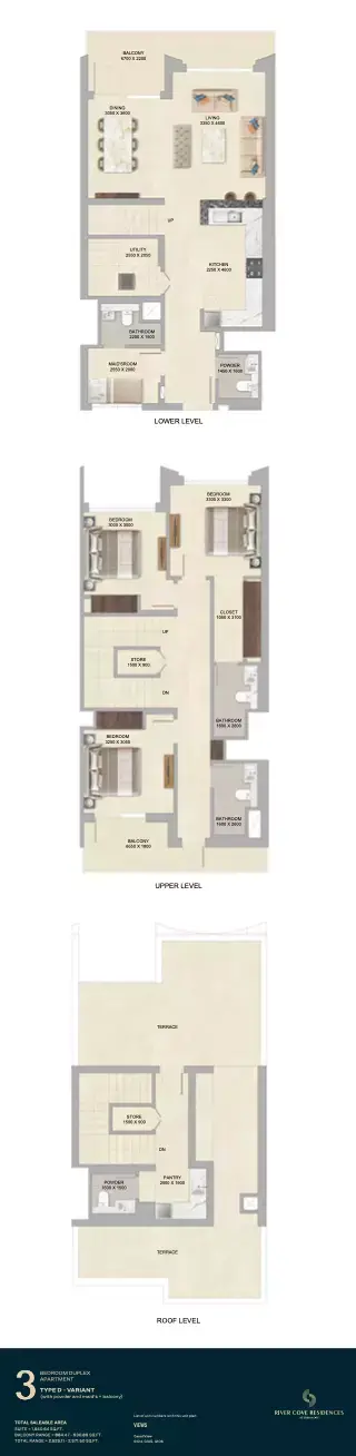 River Cove Residences at sobha city: Floor plan Type D-villament F, 2,524 sq ft