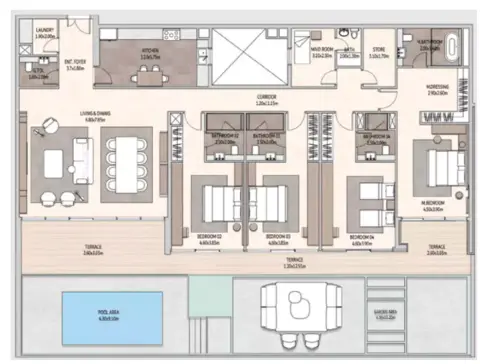 Vista Del Mar: Планировка Type 1, 4,811 sq ft
