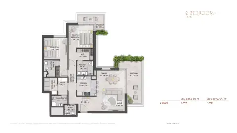 Serra at Ghaf Woods: Plan Type1, 1,966 sq ft