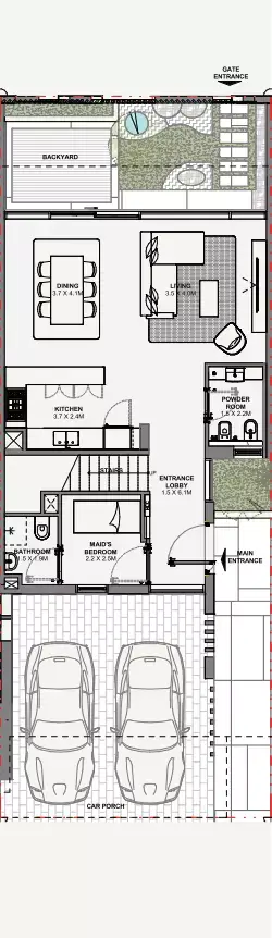 Azizi Florence: Floor plan Type A Middle, 2,225 sq ft