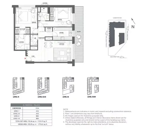 Palace Residences 2: Floor plan Type 1, 1,318 sq ft