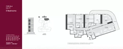 Joud Tower: Plan Type B4, 2,848 sq ft