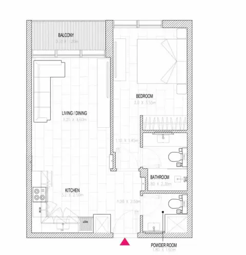 Al Mamsha Hamsa: Floor plan Unit 04, 06, 09, 11, 13, 15, 592 sq ft