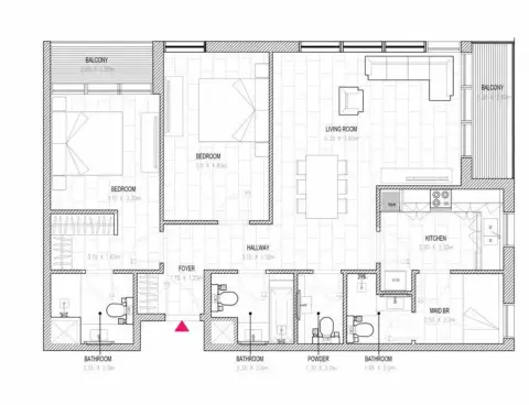 Al Mamsha Hamsa: Floor plan Unit 02, 1,056 sq ft