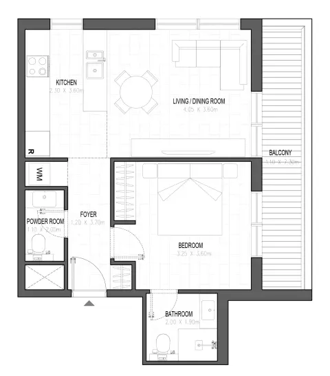 Olfah: Floor plan Type B, 853 sq ft