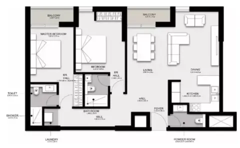 Nama Phase 5: Планировка Type A, 1,291 sq ft