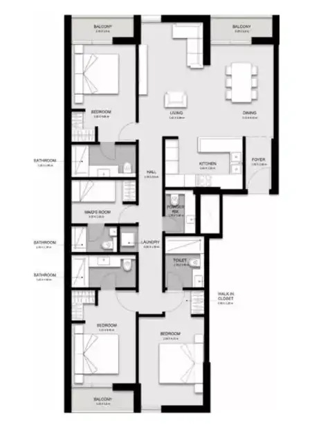 Nama Phase 5: Планировка Type A, 1,797 sq ft