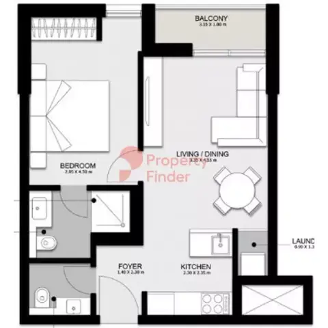 Darb Phase 4: Floor plan Type 1B11A, 772 sq ft