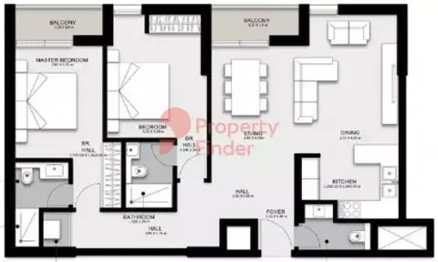 Darb Phase 4: Floor plan Type 2B07B, 1,282 sq ft