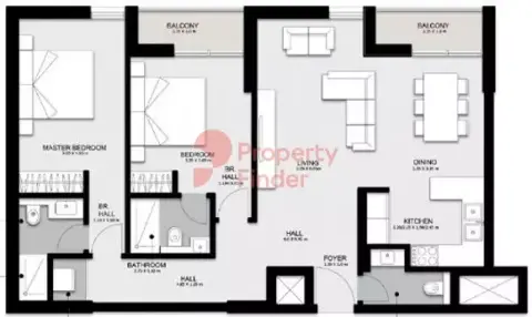 Darb Phase 4: Floor plan Type 2B07A, 1,282 sq ft
