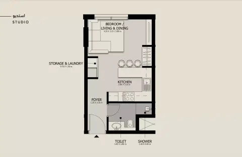 Suroor Phase 2: Floor plan Type A, 313 sq ft
