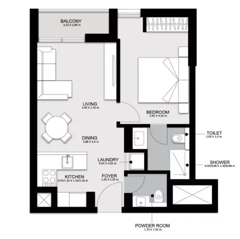 Nama Phase 2: Type 1B10A 115, 215, 315, 415, 515, 615, 715, 530 sq ft 户型图
