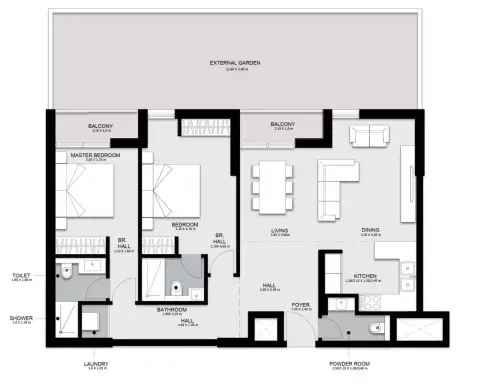Nama Phase 2: Type G-2B07BG08, 1,527 sq ft 户型图