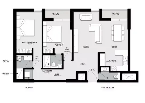 Nama Phase 2: Type 2B07A 209, 309, 609, 709, 1,054 sq ft 户型图