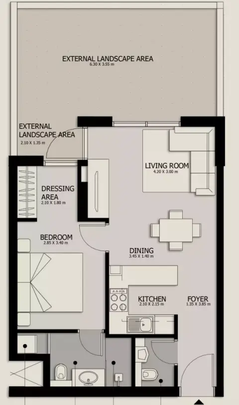 Suroor Phase 3: Plan Type 1, 474 sq ft