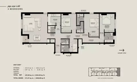Sawa phase 3: Floor plan Type 1, 1,846 sq ft