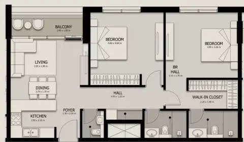 Suroor 4: Floor plan Type 1, 1,149 sq ft