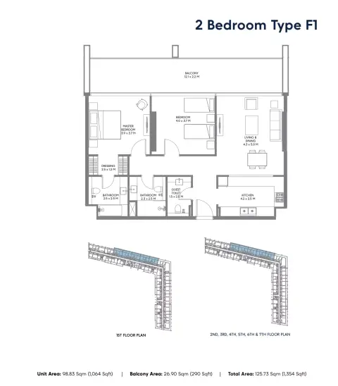 Safa Parkview: Floor plan Type F1, 1,354 sq ft