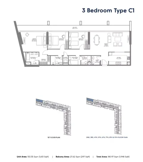 Safa Parkview: Floor plan Type C1, 1,948 sq ft