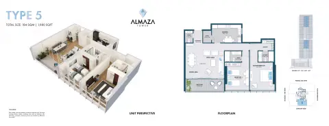Almaza Tower: Floor plan Type 5, 1,980 sq ft
