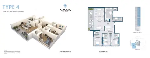 Almaza Tower: Floor plan Type 4, 3,610 sq ft