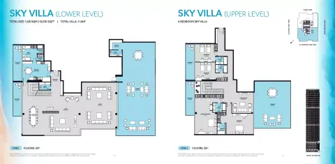 S1 Tower: Floor plan Type 1 (Sky Villa), 12,100 sq ft