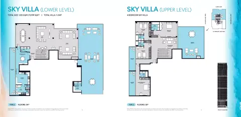 S1 Tower: Floor plan Type 2 (Sky Villa), 12,100 sq ft
