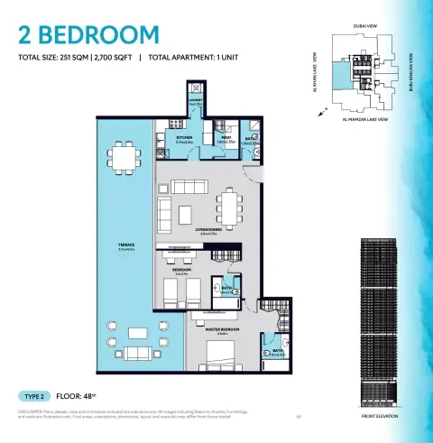 S1 Tower: Floor plan Type 2, 2,700 sq ft
