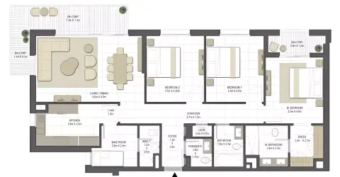 Jawaher Residences Phase 2: Floor plan Type A1, 1,709 sq ft