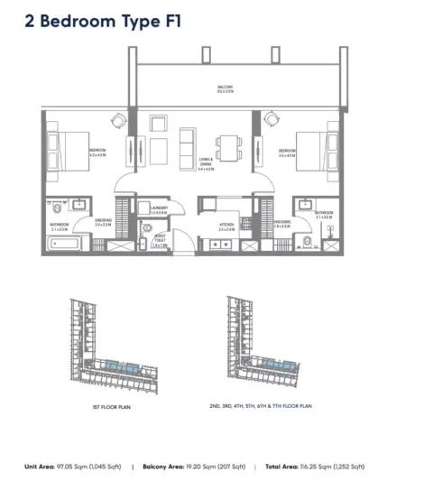 Safa 1: Floor plan Type F1, 1,252 sq ft