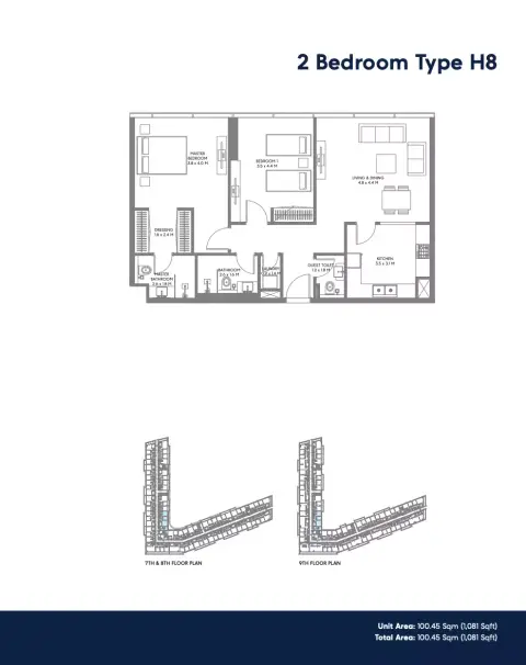 The Gate Phase 4: Floor plan Type H8, 1,081 sq ft