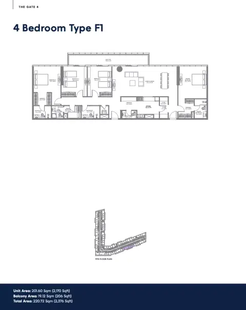 The Gate Phase 4: Floor plan Type F1, 2,376 sq ft