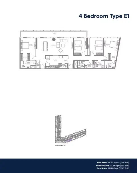 The Gate Phase 4: Floor plan Type E1, 2,387 sq ft