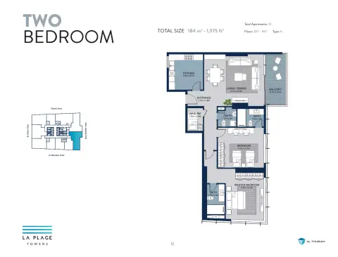 La Plage Tower 2: Floor plan Type 6, 1,975 sq ft