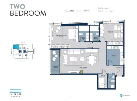 La Plage Tower 2: Floor plan Type 10, 1,890 sq ft