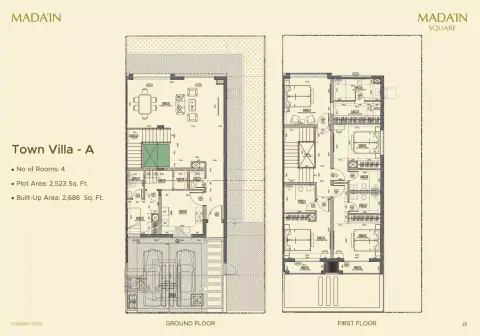 Madain Square: Планировка Town Villa A, 2,686 sq ft